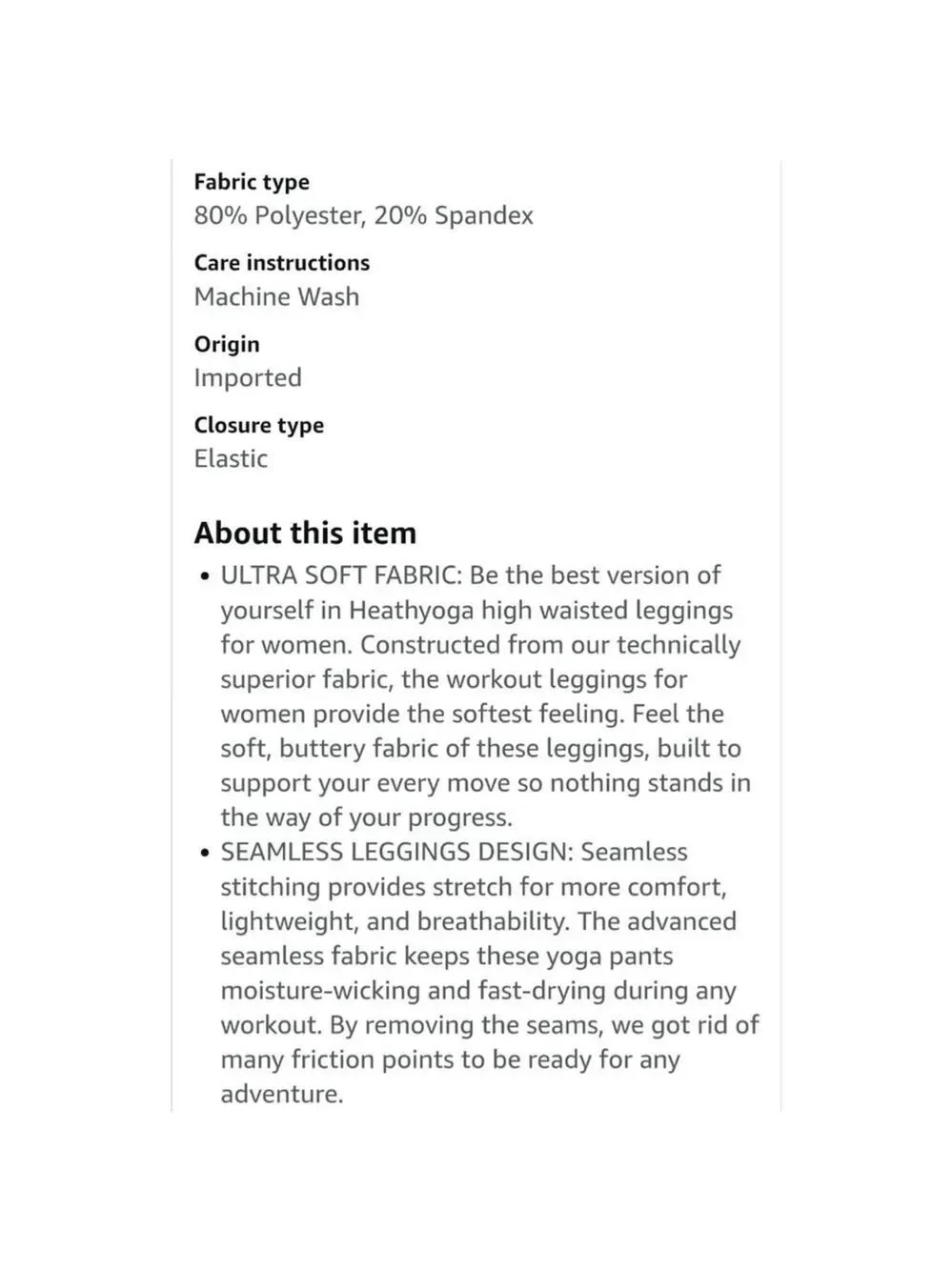 Women's Heathyoga Leggings, Size Large Black